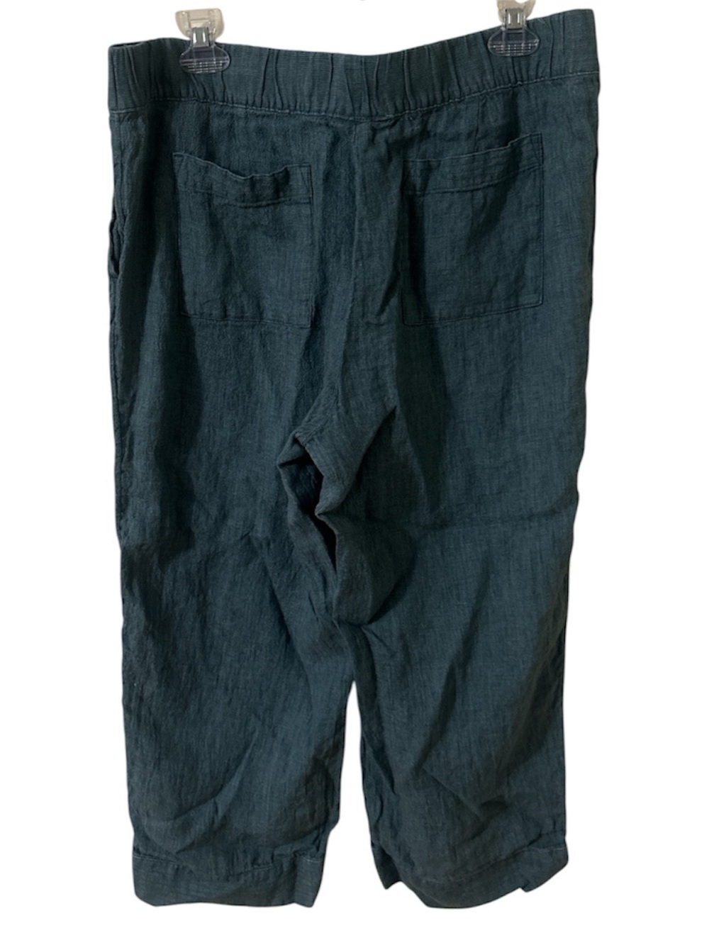 J.Jill Dark Teal Pull-On Linen Crop Pants - Picture 2 of 4